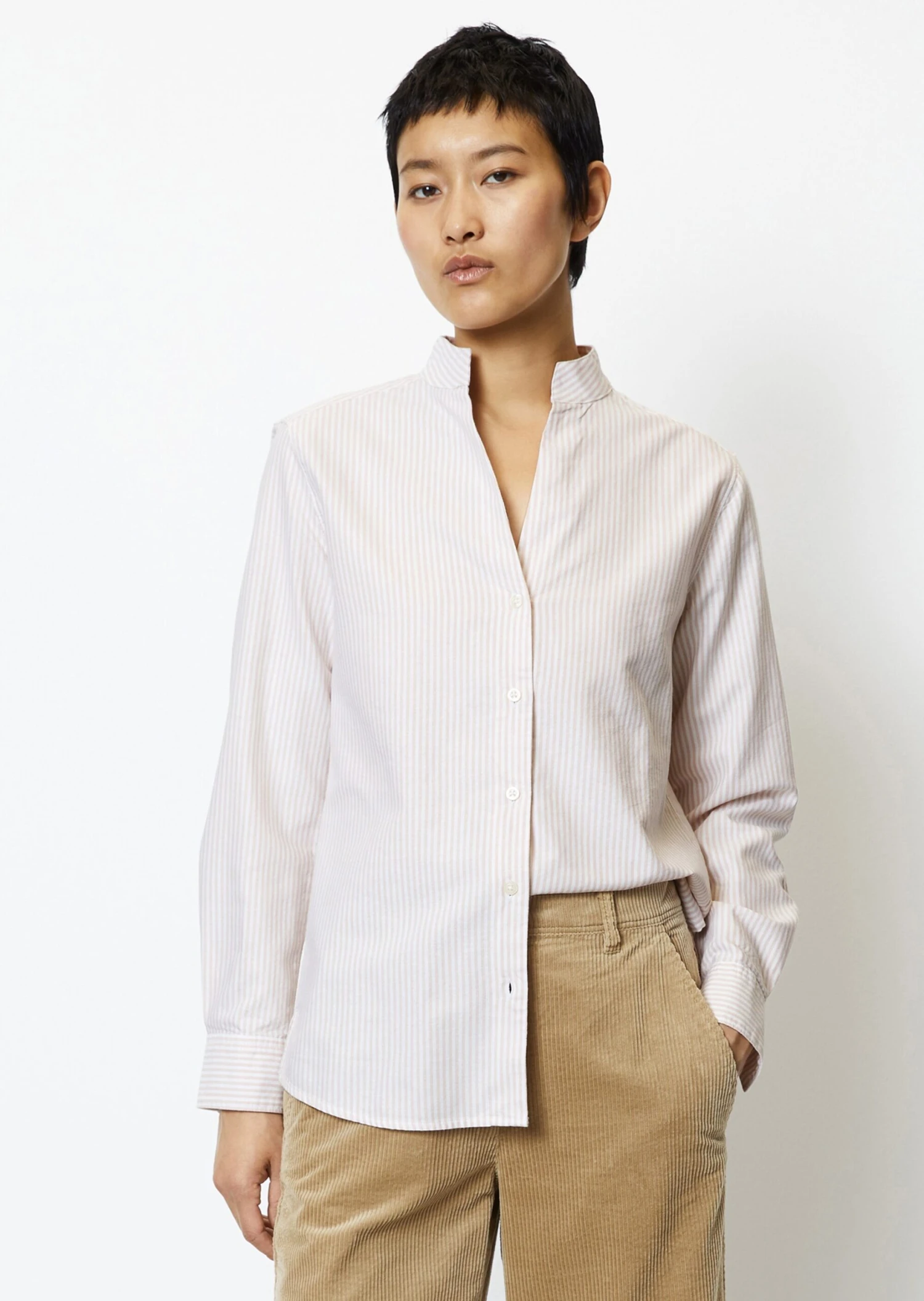 Marc O'Polo Striped Stand-up Collar Blouse Regular Made From Oxford Fabric 4 Marc O'Polo Striped Stand-up Collar Blouse Regular Made From Oxford Fabric – Bild 4