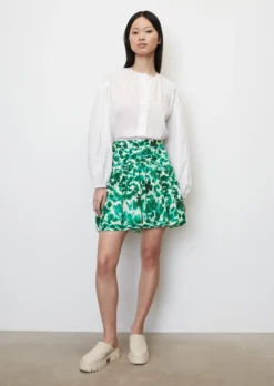 Marc O'Polo Mini Skirt With A Gathered Flounce In An Organic Cotton/lyocell Blend