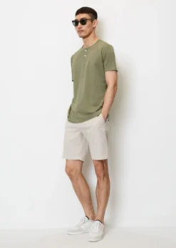 Marc O'Polo Serafino T-shirt Shaped In Soft Slub Jersey Fabric