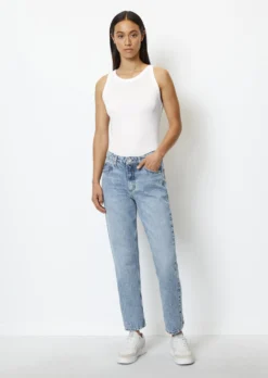 Marc O'Polo LINDE Straight Mid Waist Cropped Jeans Finished In Rigid Denim Made Of Pure Cotton