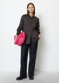 Marc O'Polo Blouse With Stand Up Collar Cotton Satin