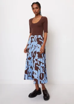 Marc O'Polo Pleated A-line Skirt With An All-over Print Made From Recycled Polyester