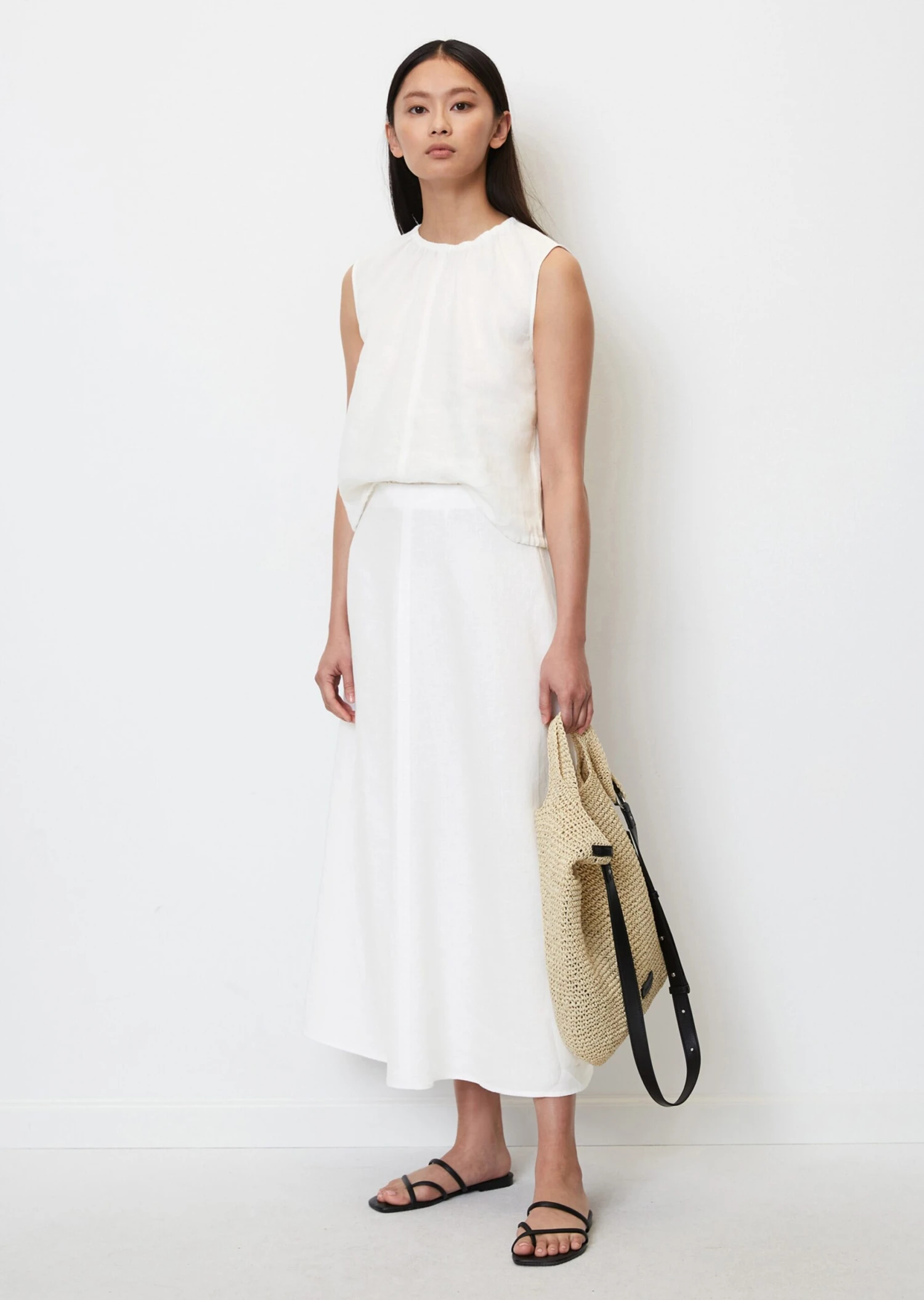 Marc O'Polo Sleeveless Linen Blouse Top With Drawstring At The Hem 1 Marc O'Polo Sleeveless Linen Blouse Top With Drawstring At The Hem