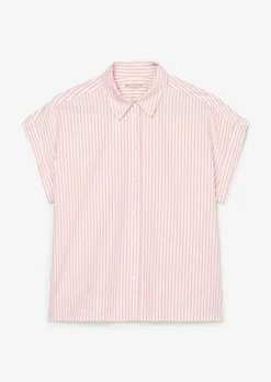 Marc O'Polo Striped Short Sleeve Blouse In Solid Paper Touch Cotton Fabric -Schlichte Eleganz 2a130075fa4020349d1ca2e4d0808980 scaled