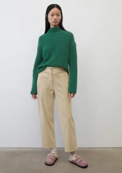 Marc O'Polo Wide Ankle-length Trousers Made Of Brushed Twill