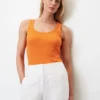 Marc O'Polo Sleeveless Ribbed Jersey Top In A Slim Fit Made Of Organic Cotton