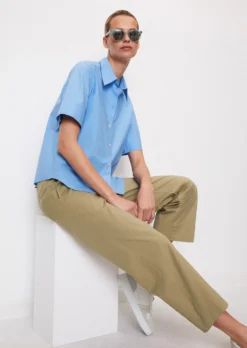Marc O'Polo Short-sleeved Poplin Blouse In A Regular Fit Made Of Organic Cotton