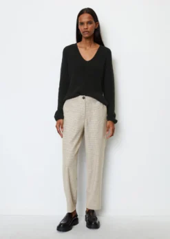 Marc O'Polo Finely Checked Trousers With An Elasticated Waistband With LENZING™ ECOVERO™