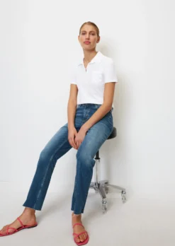 Marc O'Polo Short Sleeve Polo Shirt In A Regular Fit With Blended Material Detailing