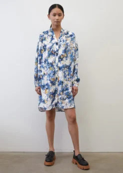 Marc O'Polo Knee-length Printed Dress In A Relaxed Fit In A Cupro/viscose Blend