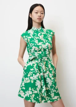 Marc O'Polo Sleeveless Summer Dress With A Belt In Paper Touch Organic Cotton