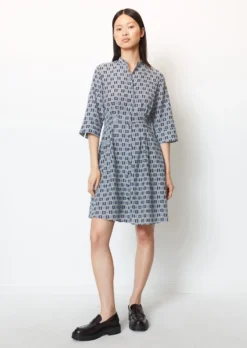 Marc O'Polo Short Blouse Dress With A Silky Texture Made From A Soft Organic Cotton/viscose Blend