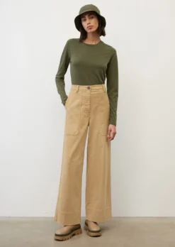 Marc O'Polo Long Sleeve Top With A Round Neckline, Regular Fit Made Of An Organic Cotton And Cupro Blend