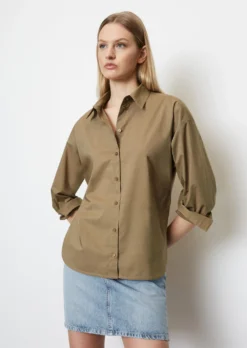 Marc O'Polo Long Sleeve Blouse In A Relaxed Fit Made Of Paper Touch Poplin