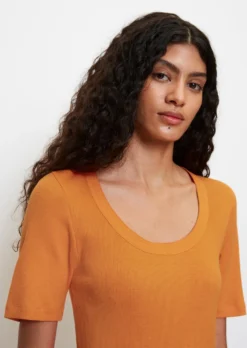 Marc O'Polo Ribbed Jersey T-shirt Made Of Organic Cotton