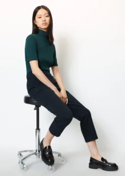 Marc O'Polo Ribbed Jersey T-shirt With High Stand-up Collar Made Of Organic Stretch Cotton Fabric