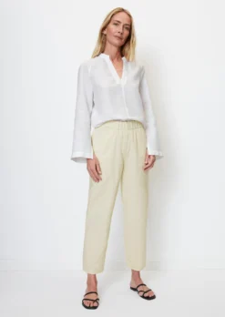 Marc O'Polo Barrel-shaped Trousers With Elasticated Waist Made Of A Cotton/lyocell/linen Blend