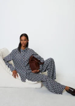 Marc O'Polo Long-sleeved Blouse With All-over Print From Recycled Vicose