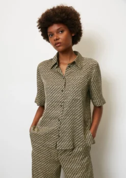 Marc O'Polo Flowing Printed Short-sleeved Blouse Made From Viscose Twill