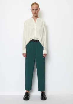 Marc O'Polo Barrel Slip-on Trousers With Elasticated Waistband Made From Flowing Viscose-mix Twill