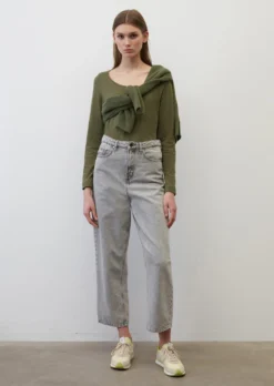 Marc O'Polo Heavy Slub Jersey Long Sleeve Top In A Loose Fit Made Of Organic Cotton