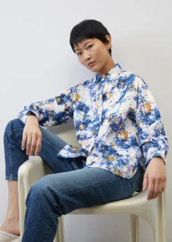 Marc O'Polo Blouse With An All-over Print Made Of Paper Touch Poplin