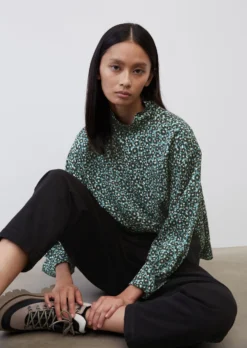 Marc O'Polo Long Sleeve Blouse With An All-over Print And A Stand-up Collar From LENZING™ ECOVERO™