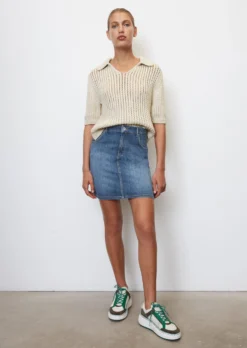 Marc O'Polo Short Denim Skirt Made Of Denim With A Cashmere Texture