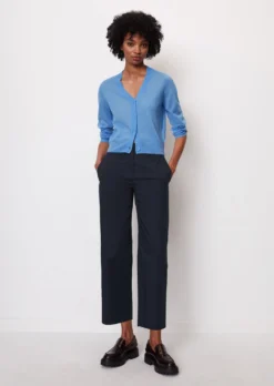 Marc O'Polo Wide Leg Trousers, Cropped In Stretchy Organic Cotton Twill