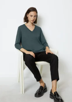 Marc O'Polo Luxury V-Neck T-Shirt Loose Made From Tencel™ Lyocell Cotton Mix