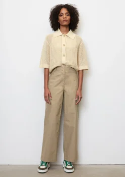 Marc O'Polo Wide-leg Trousers In A Stretchy Blend Of Organic Cotton And Hemp
