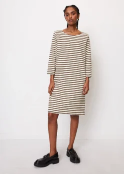 Marc O'Polo Striped Jersey Dress In A Loose Fit Made Of Organic Cotton