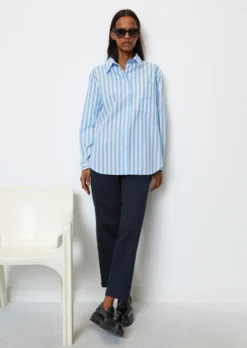 Marc O'Polo Striped Boyfriend Blouse Made Of Pure Organic Cotton