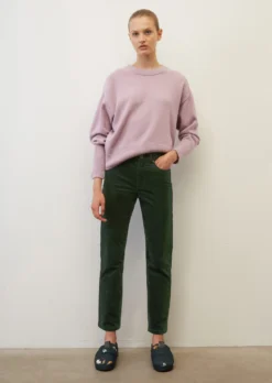 Marc O'Polo LINDE Trousers In A Straight, Cropped Cut With A High Waist Made Of Stretch Cotton Velvet
