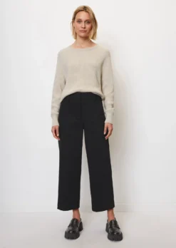 Marc O'Polo Wide Trousers In Interlock Jersey Made Of A Stretchy Organic Cotton Blend