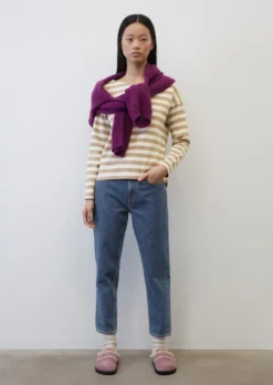 Marc O'Polo Striped Long-sleeved Top Made Of Interlock Jersey