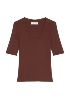 Marc O'Polo Short-sleeved Knitted Jumper With A Square Neckline Made Of Organic Cotton -Schlichte Eleganz 9f6ecf34e17df095f0010805694255c2 scaled