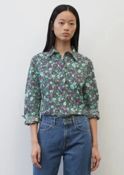 Marc O'Polo Flared Blouse With Allover Print Made Of Paper Touch Poplin -Schlichte Eleganz a2ddb4e7d4d5ab5919eb73fabc11beef scaled