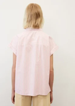 Marc O'Polo Striped Short Sleeve Blouse In Solid Paper Touch Cotton Fabric -Schlichte Eleganz a32c348d25807f7d46654b5deb8afd63 scaled