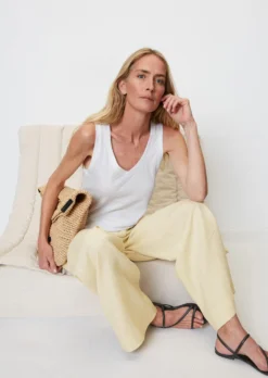 Marc O'Polo V-neck Top Regular In Organic Cotton Slub Jersey