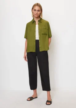 Marc O'Polo Trousers In A Tracksuit Bottoms Style Made Of Paper Touch Poplin