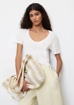 Marc O'Polo V-neck T-shirt In A Regular Fit In Organic Cotton Slub Jersey