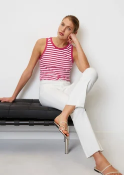 Marc O'Polo Striped Sleeveless Top In A Slim Fit Made Of Organic Cotton