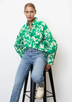 Marc O'Polo Blouse With Voluminous Sleeves In Paper Touch Poplin