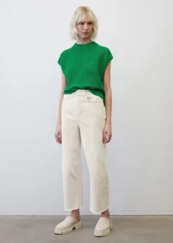 Marc O'Polo Openwork Sleeveless Knitted Jumper Made Of An Organic Cotton And Linen Blend