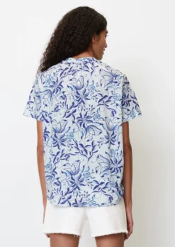 Marc O'Polo Short-sleeved Jersey Blouse Top In Printed Organic Cotton -Schlichte Eleganz bae51fd735db0596191aa678c23a7b9f scaled