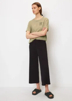 Marc O'Polo Wide Jersey Trousers Made Of Fine Rib Jersey