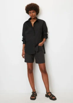 Marc O'Polo Boyfriend Shirt Blouse In A Relaxed Fit Made Of Cotton With A Paper-like Texture
