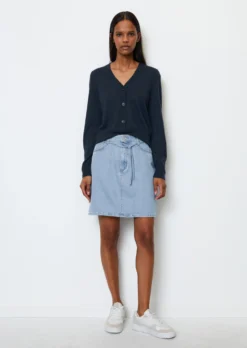 Marc O'Polo Denim Mini Skirt With Waist Belt In An Organic Cotton/lyocell Blend