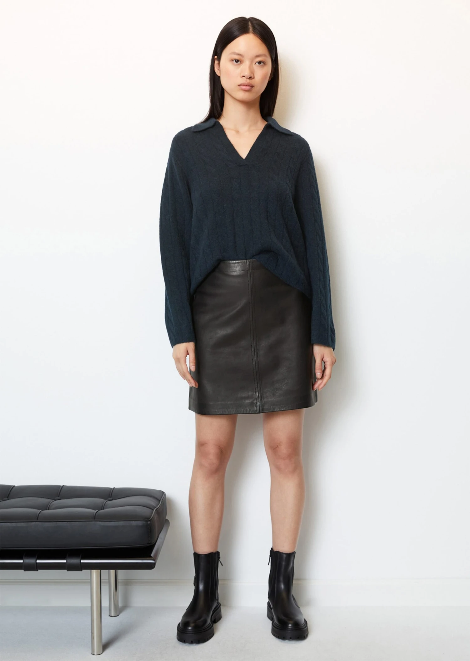 Marc O'Polo Leather Mini Skirt Regular Made From Soft Lamb Nappa 1 Marc O'Polo Leather Mini Skirt Regular Made From Soft Lamb Nappa
